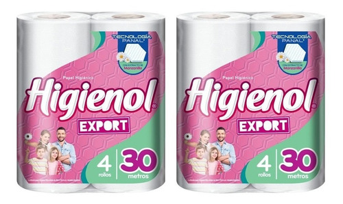 Pack X 2u Papel Higiénico Higienol Export Hoja Simple 4x30m