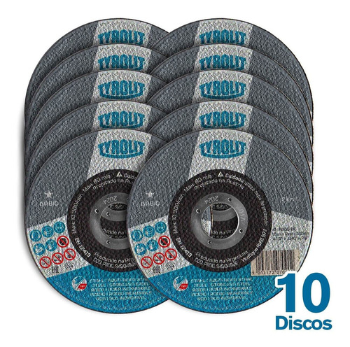 Disco Corte Fino Tyrolit 4.1/2 115mm Aço Inox =kit 10 Peças