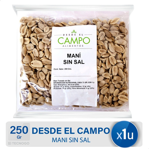 Mani Tostado Sin Sal Desde El Campo Alimentos - Mejor Precio