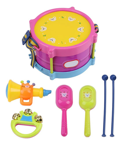 Mz Tambor De Juguete For Niños, 7 Piezas, Instrumento