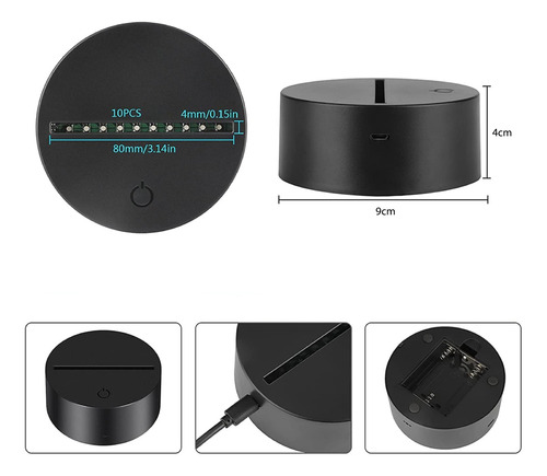 Lámpara Led 3d Rgb Con Control, 3aa O Usb En Caja