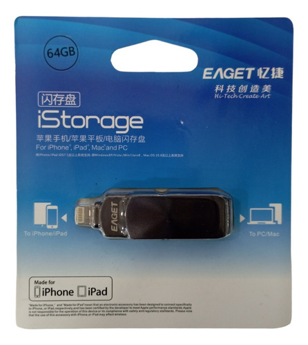 Pendrive Otg - Lightning (iPhone) 128gb Eaget Usb 3.0 