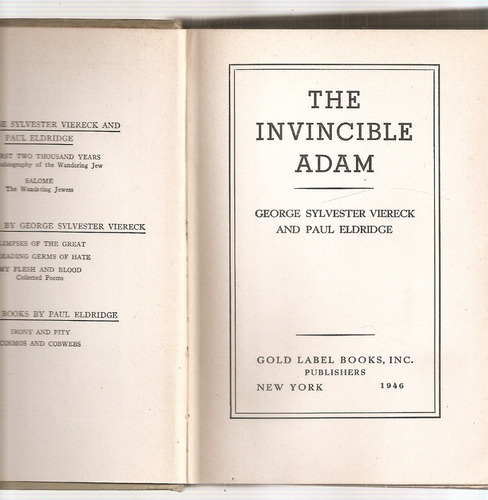 The Invincible Adam - Viereck And Eldridge - Gold Label