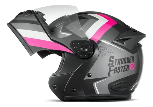 Capacete Integral Robocop Stronger Faster Gladiator Etceter Cor Cinza/Rosa Tamanho do capacete 60 — foto 1