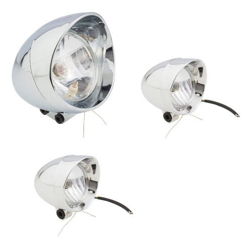 Faro Delantero Y Juego Faros Auxiliares Motos Tipo Chopper