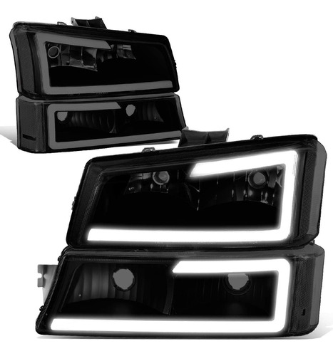 Par Unidades Faro Chevrolet Silverado Ahumadas Led 2004