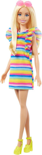 Barbie Fashionista Muñeca Vestido Rayado De Colores Con Ropa