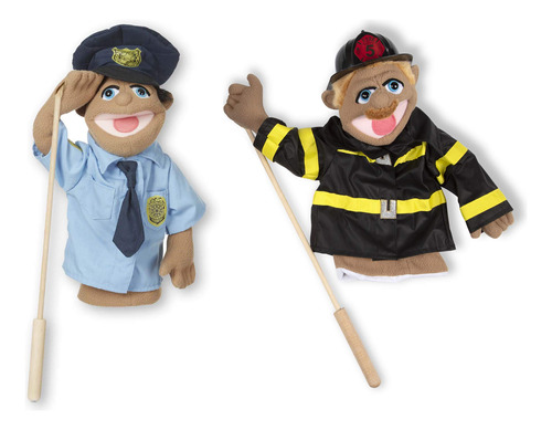 Paquete De Marionetas De Policía Y Bomberos De Melissa Doug.