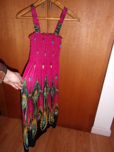 Vestido Fuxia De Dama En Seda Fría, Talle M-l