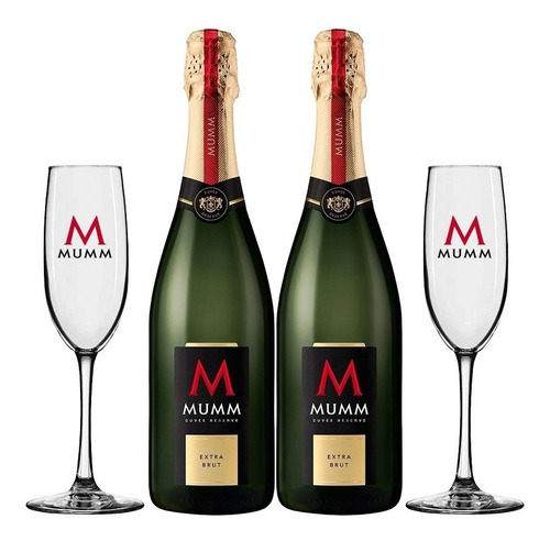 Espumante Mumm Extra Brut 750 Ml X 2 + 2 Copas