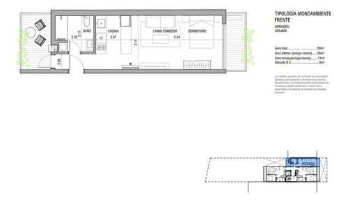 Imagen 4 de 11 de Punta Carretas , Monoambiente Con Terraza Al Frente, Primer Piso .