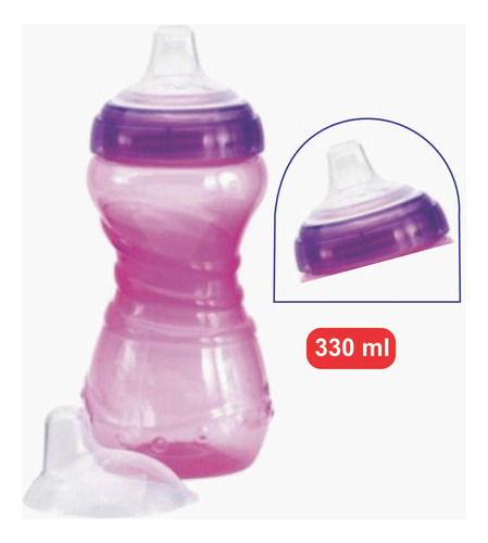 Copo De Treinamento Infantil Bico Silicone Rosa 330ml Kuka