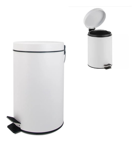 2 Lixo Lixeira Metal Branco Com Pedal 3l Cozinha Banheiro