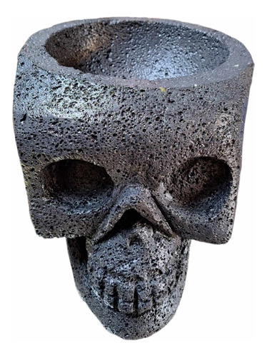 Molcajete Grande Calavera En Piedra Volcánica Hecho A Mano