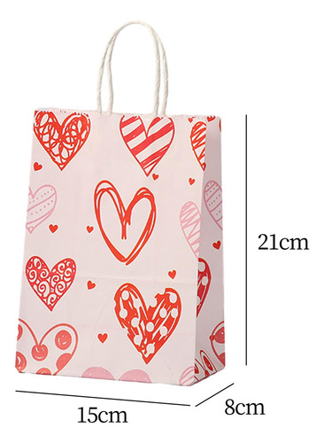 12 Uds. Bolsas De Regalo Para El Día De Valentín Con Asa,