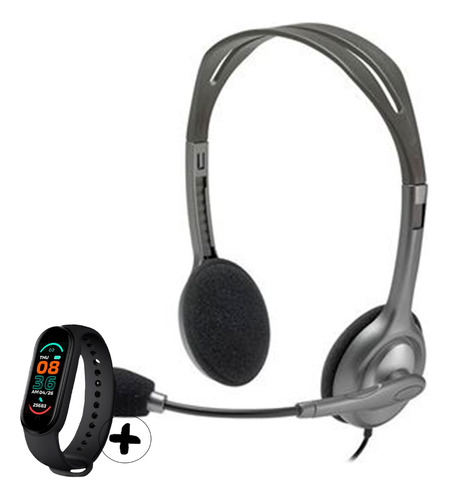 Auriculares Logitech H111 Gris  Unidireccional + Smartwatch