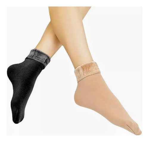 Pack X2 Medias Cortas Soquet Térmicas Polar Frizada Invierno Surtido Liso Unico