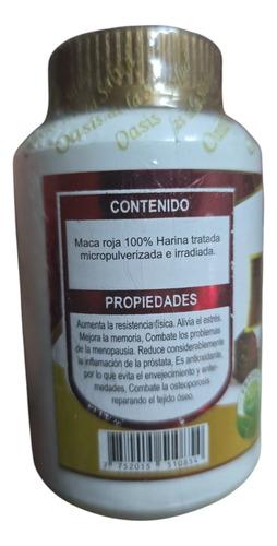 Maca Roja 100 Cápsulas Sin Sabor