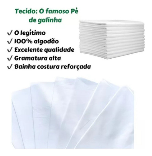 Pano De Prato Branco Pé De Galinha O Legitimo Kit Com 10