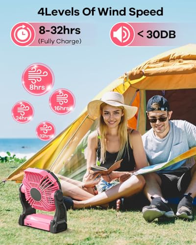 Ventilador Recargable De Camping De 20000mah Con Linterna Le