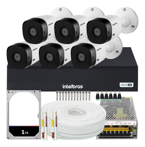 Kit Cftv 6 Cameras Full Hd Dvr Intelbras 1008-c 1tb 200m 10a