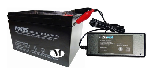 Cargador C/ Corte Automatico 12v 2a + Bateria 12v 12a Sellad