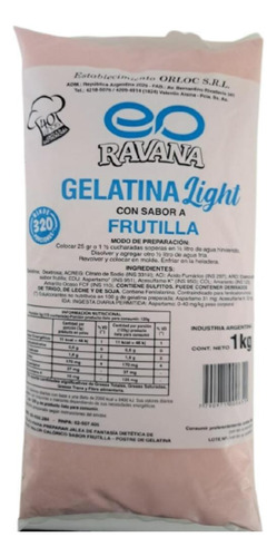 Gelatina Frutilla Light Orloc Rinde 320 Porciones X 1kg 