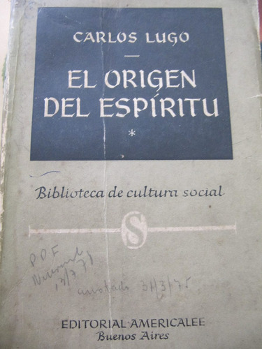 El Origen Del Espiritu   Carlos Lugo    1960