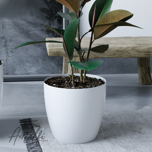 Maceta De Plástico Premium N18 Amalfi Nordica Blanca Color Blanco
