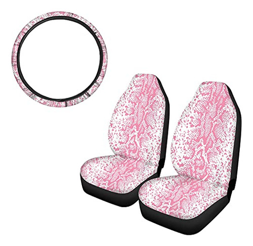 Dreaweet Pink Snake Skin Print Car Steering Wheel And Non Sl