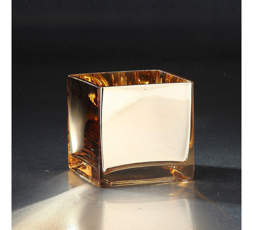 Florero Cuadrado Cristal Color Dorado 4,5 