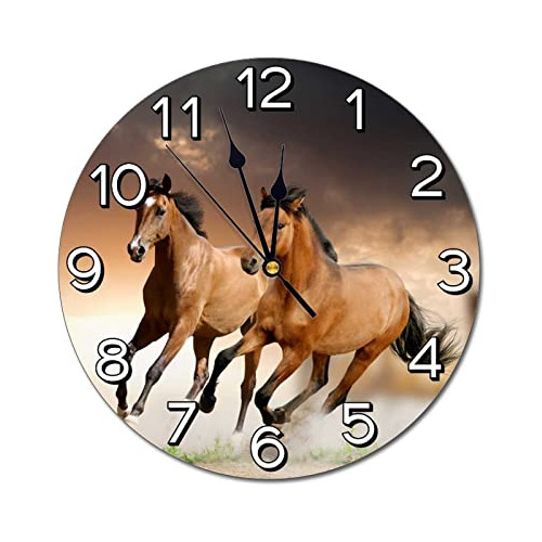 Reloj De Pared De Caballos Corriendo Batería, Reloj Re...