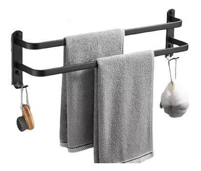 Toallero Doble Fijo Baño Ducha Organizador Aluminio Colgante