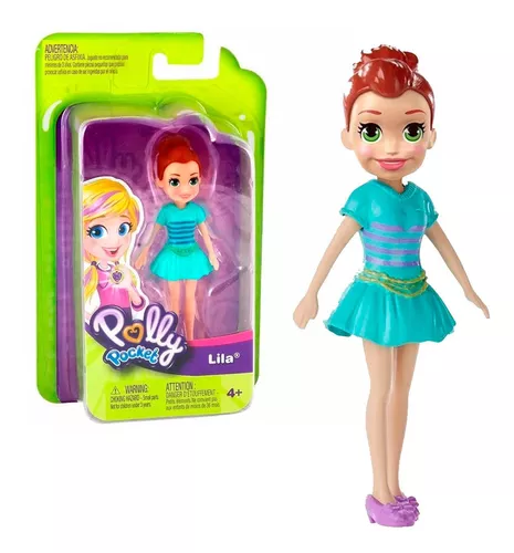 Polly Pocket Boneca Básica Lila Saia Verde - Mattel - nivalmix