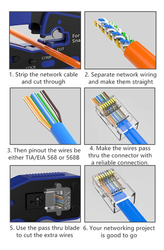 Crimpeadora Rj45 Pass Through Crimper Cutter Para Cat6 Cat5