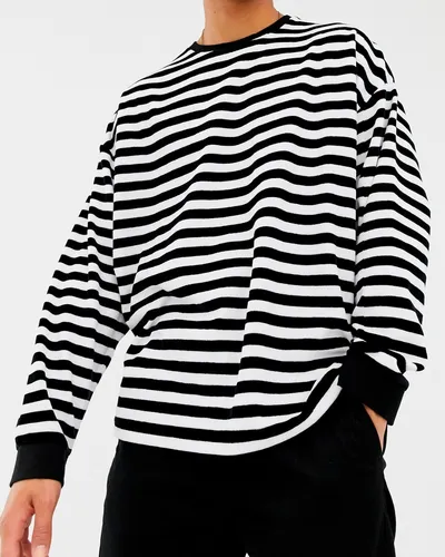 Buzo a rayas blanco y negro hombre deals