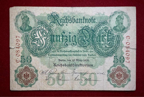 Billete 50 Marcos Alemania 1906 Pick 26 A 6 Dígitos