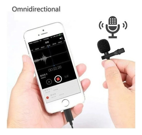 Microfone De Lapela Celular Smartphone Profissional Cor Preto