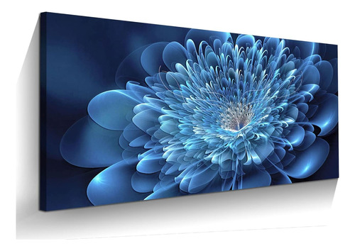 Kyiyhzp - Arte De Pared Para Baño, Lienzo Azul Con Flores Pa