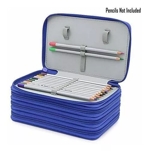 BTSKY Handy Wareable Oxford Pencil Bag 72 Slots Pencil Organizer Portable  Watercolor Pencil Wrap Case (Blue) 