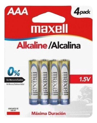 Baterias Alcalinas Aaa Marca Maxell Cuatro Unidades Lr06 4pk