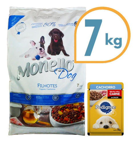 Imagen 1 de 2 de Comida Monello Premium Perro Cachorro 7 Kg + Regalo + Envío
