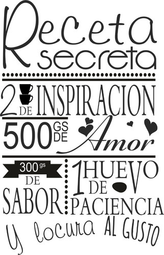 Vinilo Decorativo Recetas De Amor Para Decorar Cocina