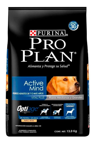 Alimento Perro Pro Plan Active Mind Adulto 13kg Purina