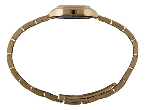 Relogio Mondaine Feminino Social Quadrado Pequeno 70 Anos Correia Dourado Bisel Dourado Fundo Dourado