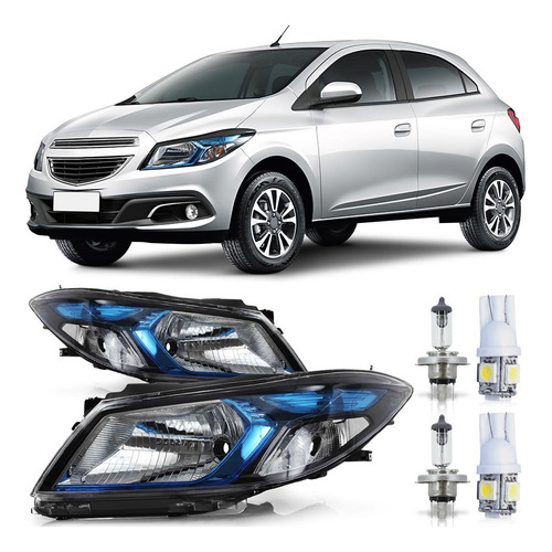 Farol Onix Lt Ltz Joy 13 A 18 Azul + Lâmpadas H4 Ge Pingo