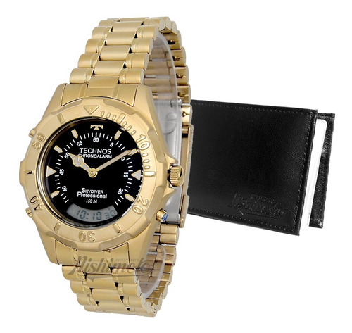 Relógio Technos Masculino Skydiver T20557/49b Dourado Anadig