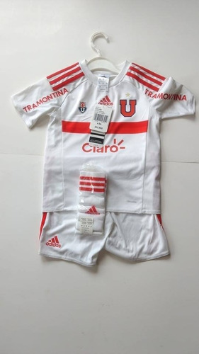 Kit Infantil Camiseta Short Medias U. De Chile 2016 Recambio