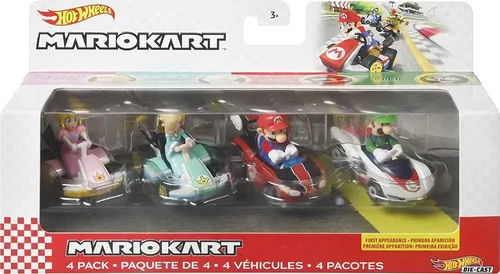 Conjunto De 4 Veículos Mario Kart Da Hot Wheels, Conjunto De