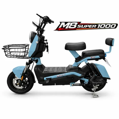 ZURBE Bicicleta Elétrica Scooter Bike M8 Super 1000 Pro C/ 800w Bateria 48v25ah Lítio Removível Autopropelido Azul